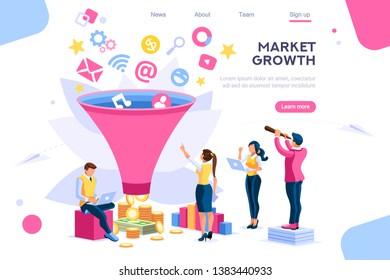 E-business buyer, market imagination growth focus filter. Digital generation. Elements for web banner, infographics, hero images. Flat isometric vector illustration isolated on white background