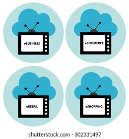 E-business concept vector icons set