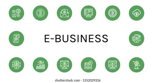 e-business icon set. Collection of Bitcoin icons