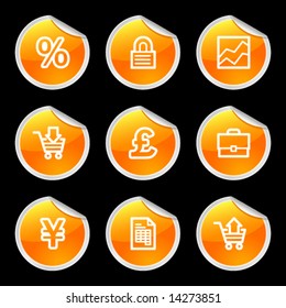 E-business icons, orange circle sticker series