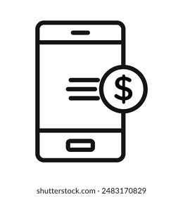 E-Business mobile icon Black line art vector