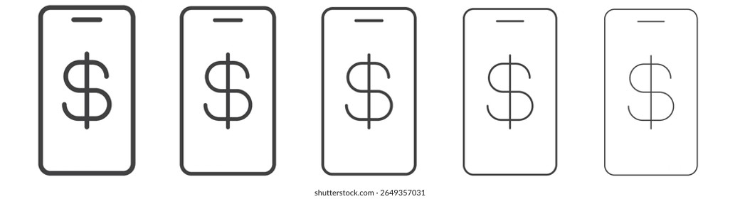 E-Business mobile icon Line graphics illustration symbol
