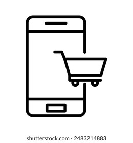E-Business mobile icon linear logo mark in black and white