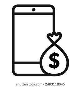 E-Business mobile icon mark in filled style