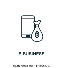 E-Business outline icon. Thin line concept element from fintech technology icons collection. Creative E-Business icon for mobile apps and web usage.