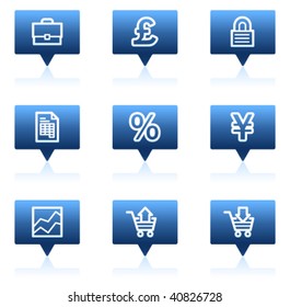 Iconos web de negocios electrónicos, serie de stickers de burbujas de voz azules