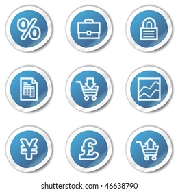 E-business web icons, blue sticker series