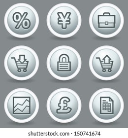 E-business web icons, circle grey matte buttons