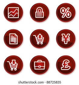 E-business web icons, dark red circle buttons