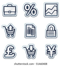 Iconos web de negocios electrónicos, serie de stickers de contorno azul profundo
