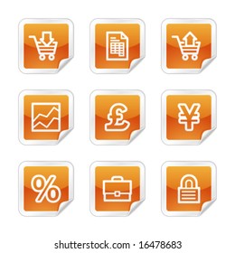 E-business web icons, orange glossy sticker series