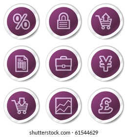 E-business web icons, purple stickers series
