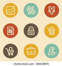 E-business web icons, retro circle buttons