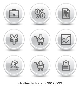 E-business web icons, white glossy circle buttons series