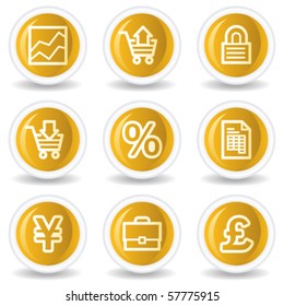 E-business web icons, yellow glossy circle buttons