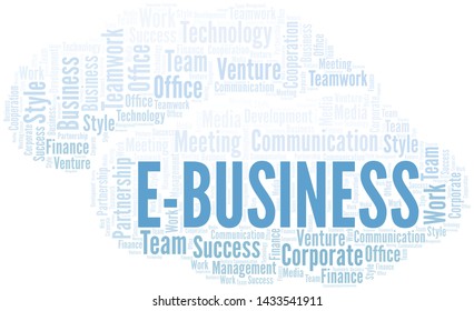 E-Business word cloud. Collage made with text only.