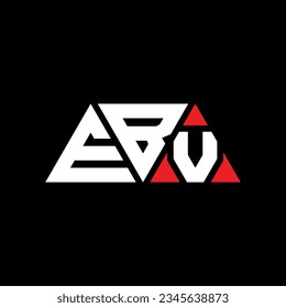 Diseño del logotipo de la letra del triángulo EBV con forma de triángulo. Monograma de diseño del logotipo del triángulo EBV. Plantilla de logotipo vectorial de triángulo EBV con color rojo. Logo triangular EBV Diseño sencillo, elegante y lujoso.