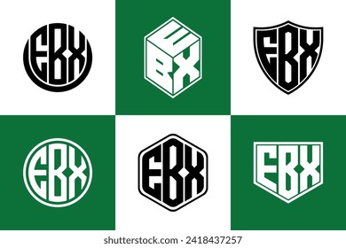 EX Anfangsbuchstaben geometrische Form Symbol Symbol Logo Design Vektor. Monogramm, Buchstabenzeichen, Kreis, Polygon, Schild, Symbol, Emblem, elegant, abstrakt, Wortmarke, Zeichen, Kunst, Typografie, Symbol, Geometrie, Form