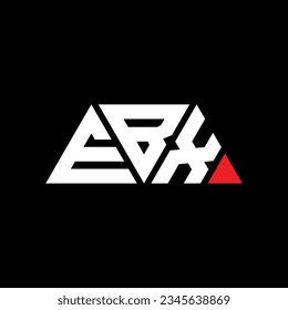 EBX triangle letter logo design with triangle shape. EBX triangle logo design monogram. EBX triangle vector logo template with red color. EBX triangular logo Simple, Elegant, and Luxurious design.