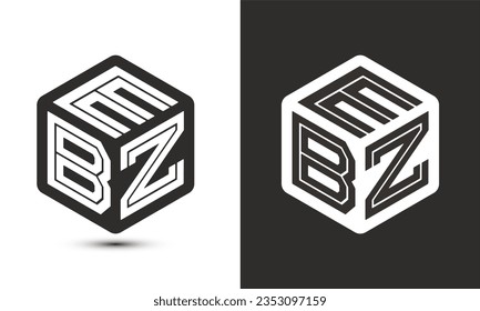 EBZ letter logo design with illustrator cube logo, vector logo modern alphabet font overlap style. Premium Business logo icon. White color on black background