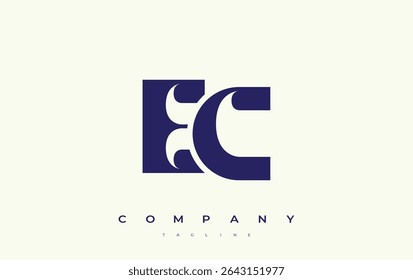 EC Abstract Geometric Logo Design. Modern and elegant logo design with simplistic typography elements, showcasing branding excellence.