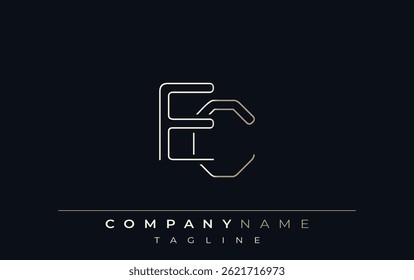 EC Abstract Line Style Logo. Minimalist Design Featuring the Letters E and C Abstract Line Style