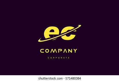 ec alphabet small letter combination purple yellow swoosh modern creative vector logo icon sign design template 