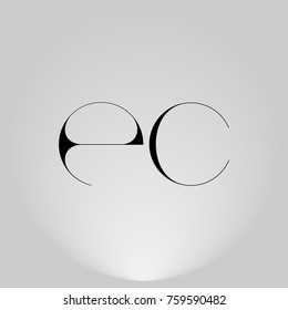 EC Black thin minimalist LOGO Design with Highlight on Gray background.