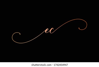 ec or ce Cursive Letter Initial Logo Design, Vector Template