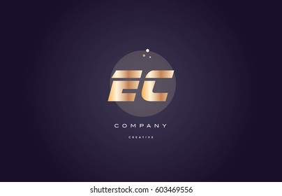 ec e c  gold yellow golden metal metallic bold luxury product modern creative gradient alphabet company logo design vector icon template