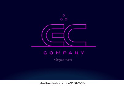 ec e c letter alphabet text pink purple dots contour line creative company logo vector icon design template