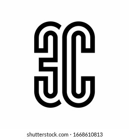 EC E C letter logo design vector