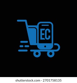 EC Fast Ecommerce Logo Design Vector illustration template, EC Logo Design