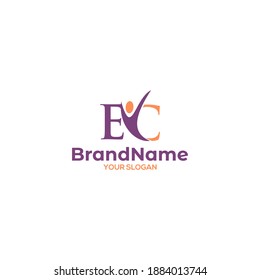 EC Fitness Logo Design Vector