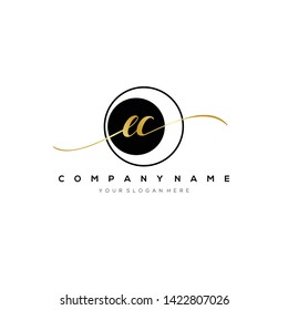 EC handwriting initial logo template vector.