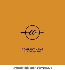 EC handwriting logo template vector