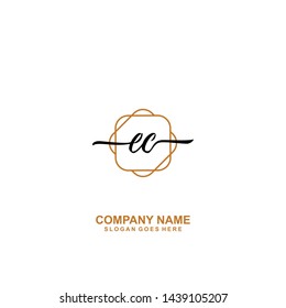 EC handwriting logo template vector