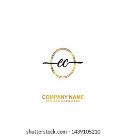 EC handwriting logo template vector
