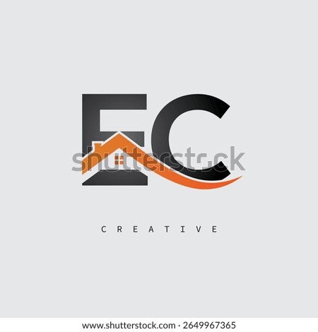 EC House Letter Logo – Creative Real Estate Monogram with Roof Shape and Home Icon for Property, Architecture and Modern Branding Identity