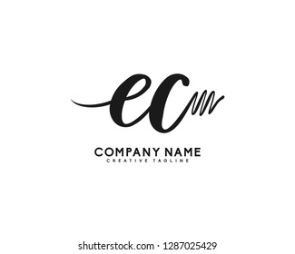 EC Initial Handwriting Logo Template Vector