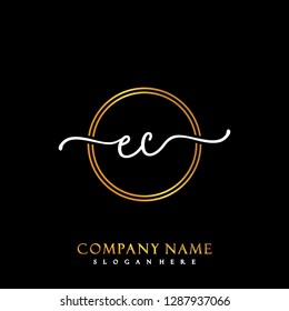 EC Initial Handwriting logo template vector