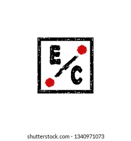 EC  Initial Handwriting logo template vector