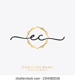 EC Initial handwriting logo template