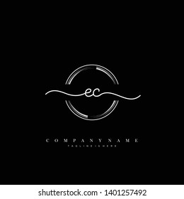 EC initial handwriting logo template vector