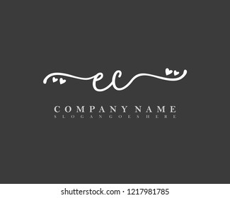 EC Initial handwriting logo vector