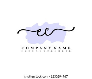EC Initial handwriting logo vector
