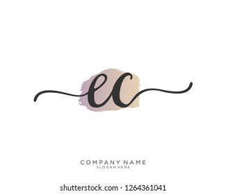 EC Initial handwriting logo vector