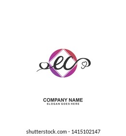 EC Initial handwriting logo vector