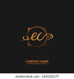 EC Initial handwriting logo vector