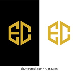 EC initial hexagon icon. letter. logo design vector eps 10